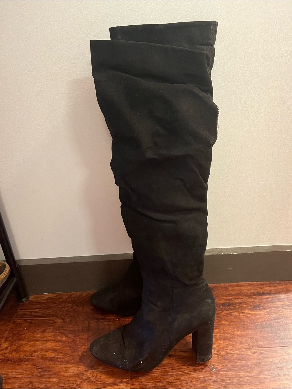 Black Over-the-Knee Suede Boots